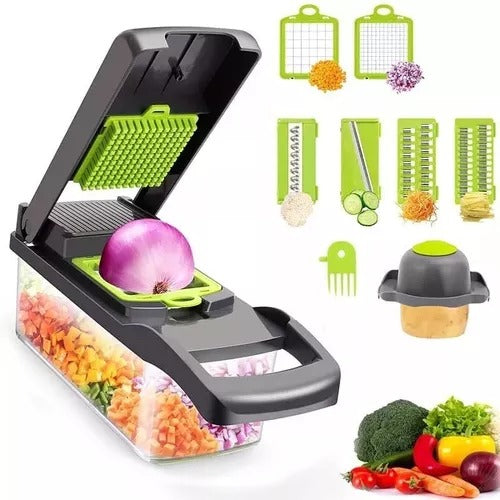 Cortador y rallador de verduras con 12 funciones.